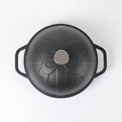HAWOK Cast Iron Bread Oven with Cloche Lid, Dia.9.8inch/25cm, 1.5qt, Sourdough Baking Pan, Pre-seasoned Black
