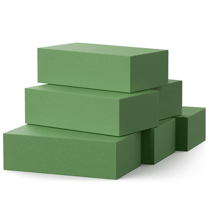 Aktor 6 Pcs Floral Foam Blocks for Fresh & Artificial Flower Arrangement, 8.8” x 4.1” x 2.7” Green Wet Foam for Wedding, Birthdays, Home, Office, and Garden Decorations