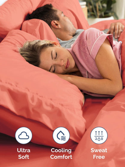 Skiennix Extra Deep Cal King Sheet Set - 6 Piece Breathable Cooling Bedding - Soft Wrinkle-Free Coral