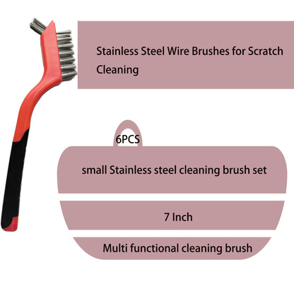 6 Pcs Wire Brushes for Cleaning, Stainless Steel Bristles Scratch Brush Set for Polishing, Rust Removal & Deep Cleaning