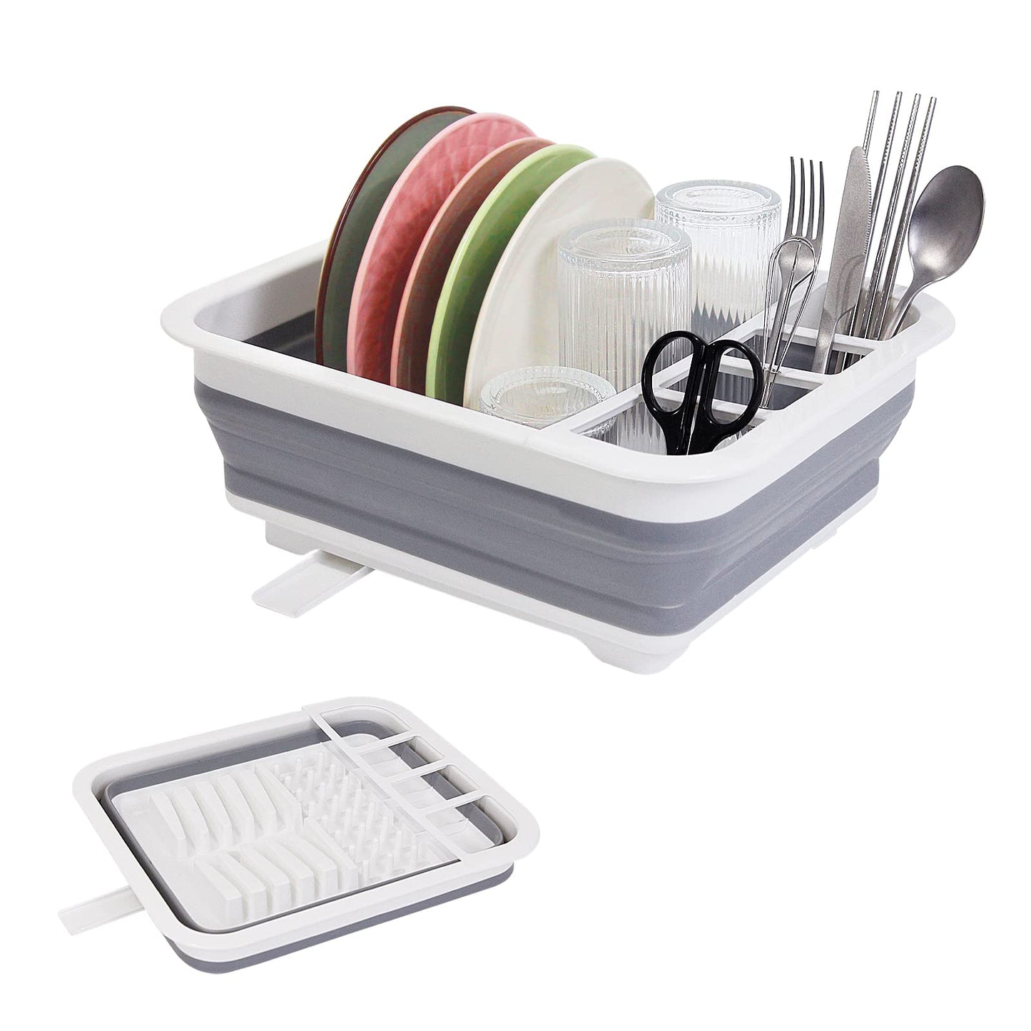 Collapsible Dish Drainer with Drain Plug & Swivel Spout - Space-Saving, Portable Dish Rack for Kitchens, RVs, Campers & Travel Trailers