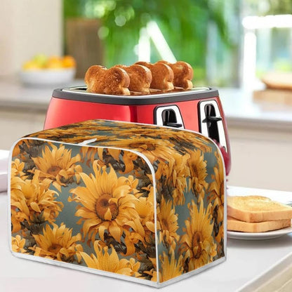 4 Slice Toaster Cover Van Gogh Style Sunflower, Plus Size Dust Cover, Oil Painting Flowers Yellow Protection
