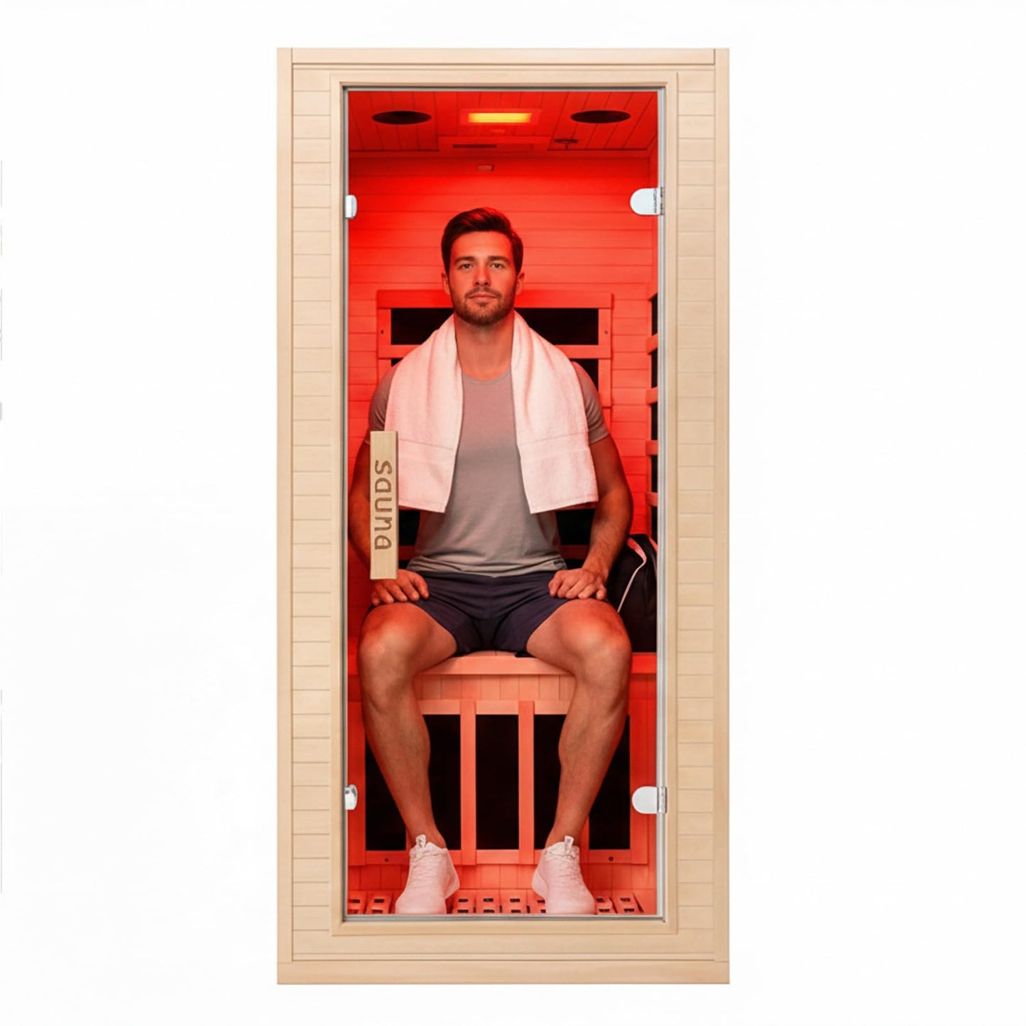 Home Sauna for 1 Person, Far Infrared Sauna with Color Changing Sauna Light,1200W Low EMF Heating Panels, Canadian Hemlock Wood Indoor Sauna, Negative Ion, Bluetooth Speakers, LCD Control Panel