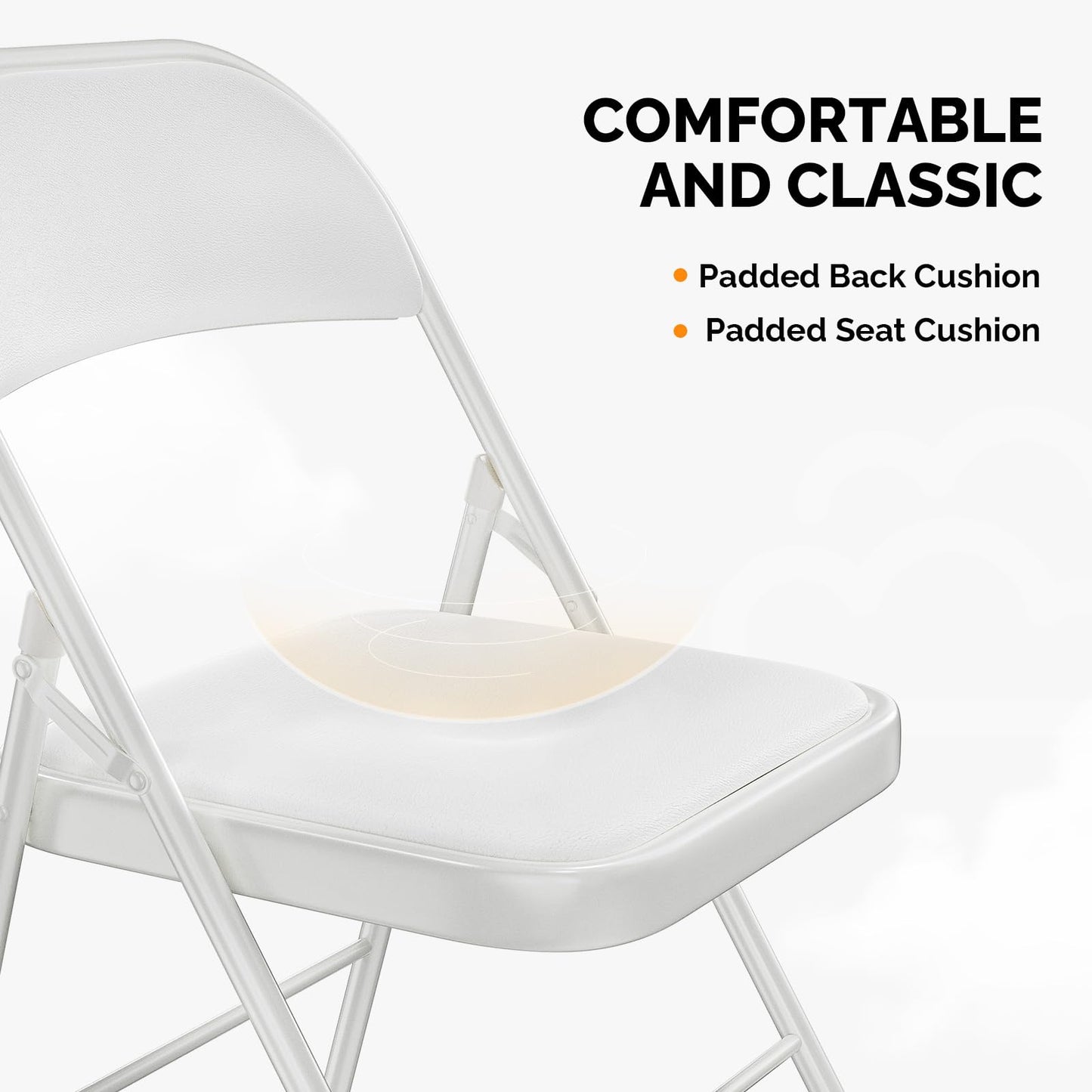 VINGLI 20 Pack Folding Chairs with Padded Seats, Metal Frame with Pu Leather Seat & Back, Capacity 350 lbs, White