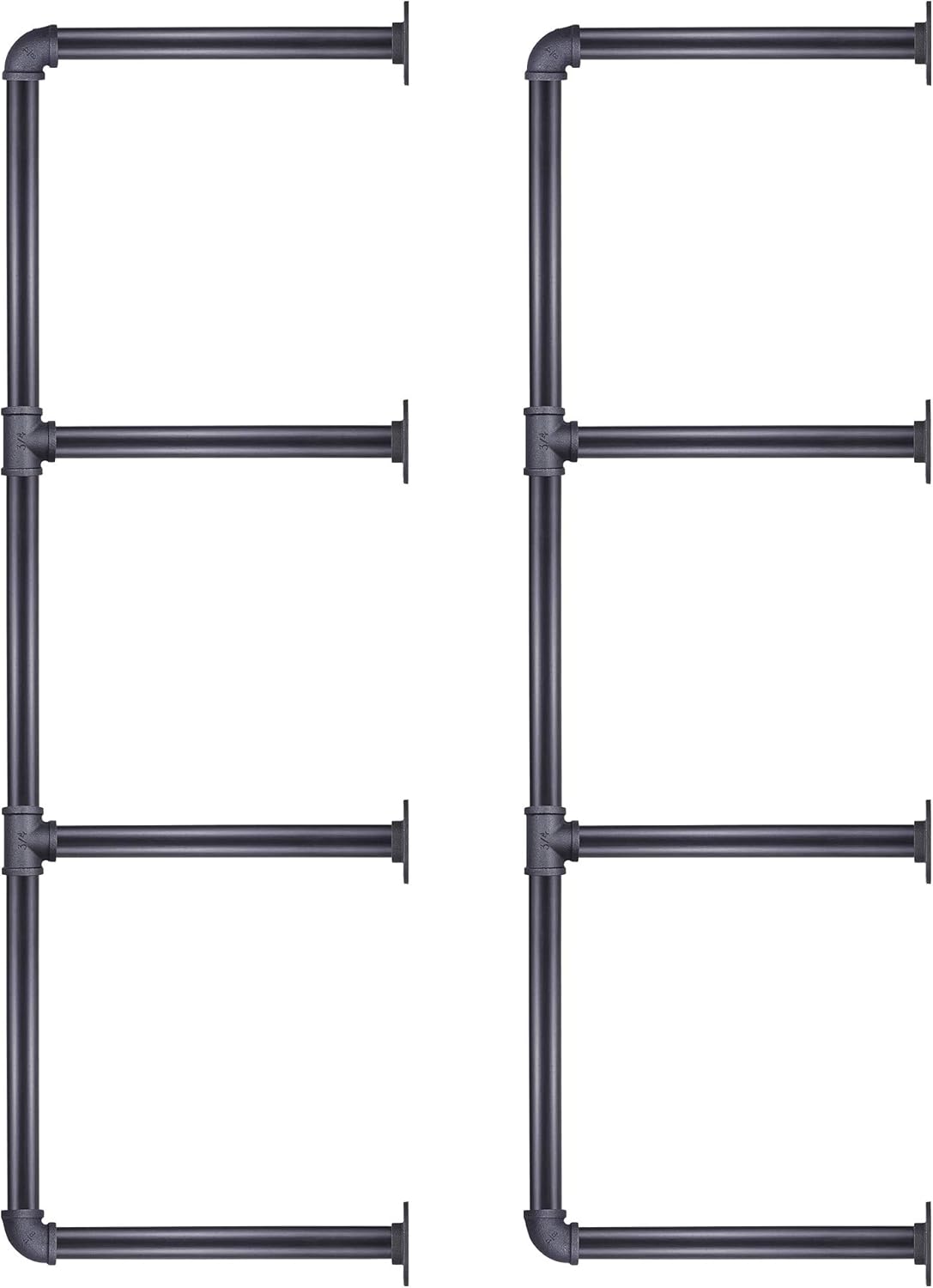 4 2 Pack 40 Inch, 3/4 MUZIK Tier Industrial Wall Mount Iron Pipe Shelf, Vintage Industrial Wall Mount Bookshelf