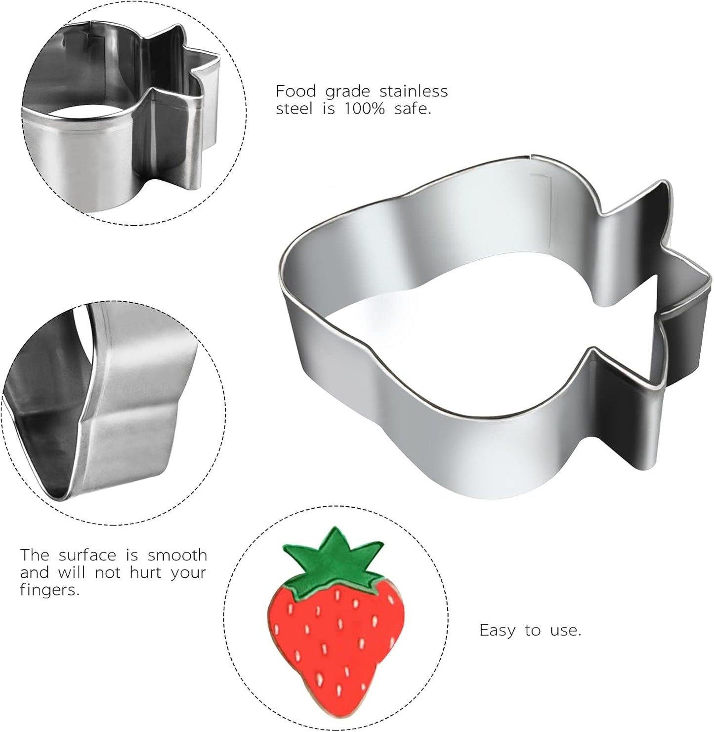 10PCS Stainless Steel Fruit Cookie Cutters Set, Molds for Pineapple, Strawberry, Pear, Lemon, Apple, Grape, Peach,