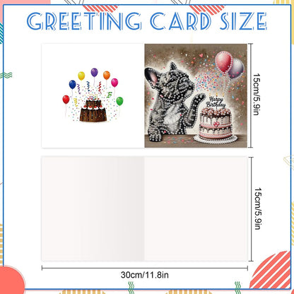 POETRYDRAW 6 Pack 5D DIY Diamond Art Painting Dog Card Kit, Diamond Art Birthday Holiday Greeting Card, Crafts Kit Creative with Envelope