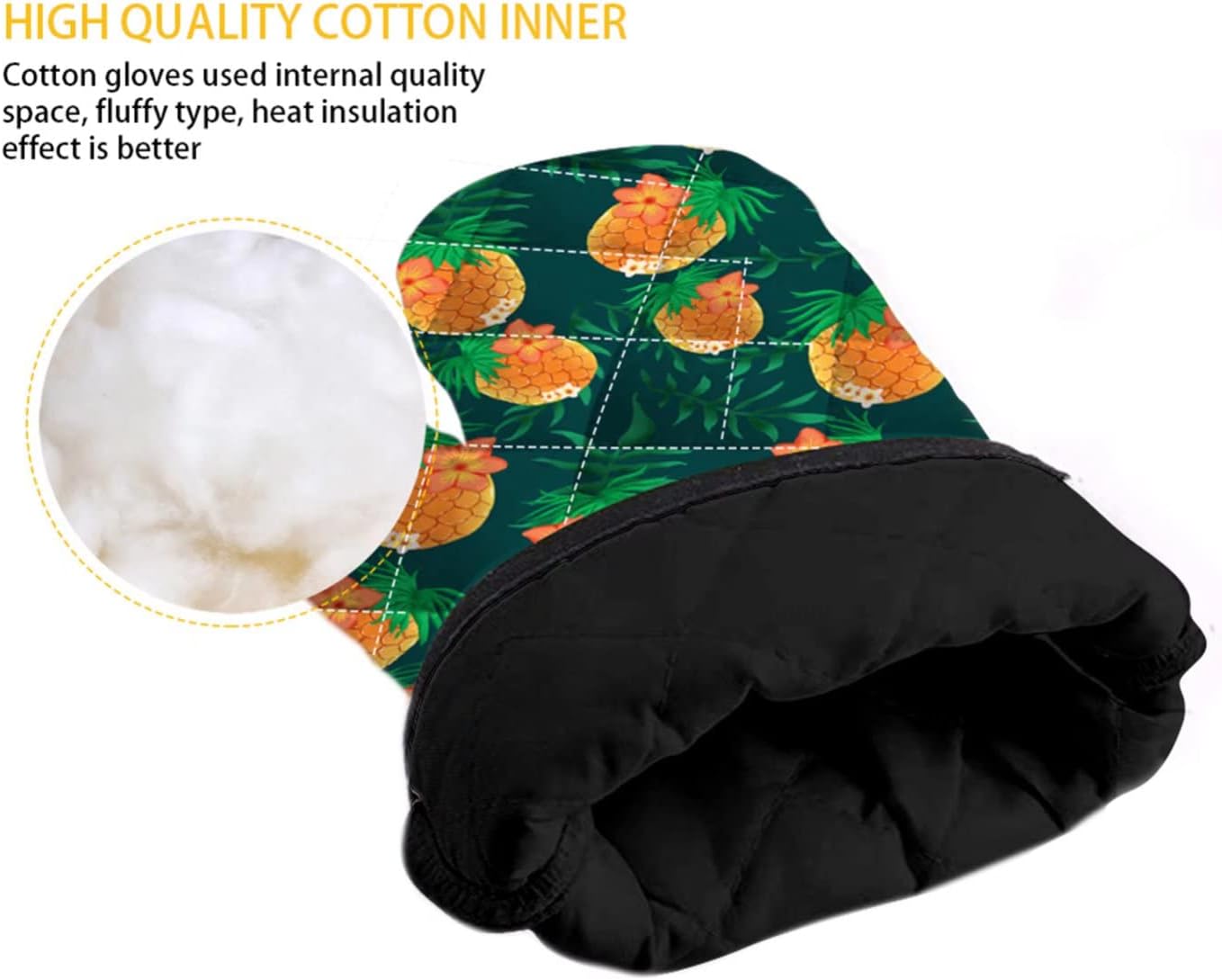 Oven Mitts and Pot Holder Set of 2, Durable Cotton Lining Heat Insulation Gloves for Kitchen