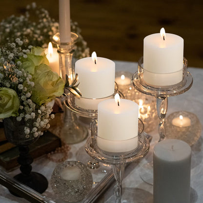 3×3 Ivory Pillar Candles Set of 3 Unscented Handpoured Weddings, Home Decoration, Restaurants, Spa, Church Smokeless Cotton Wick - Ivory 90 Hour