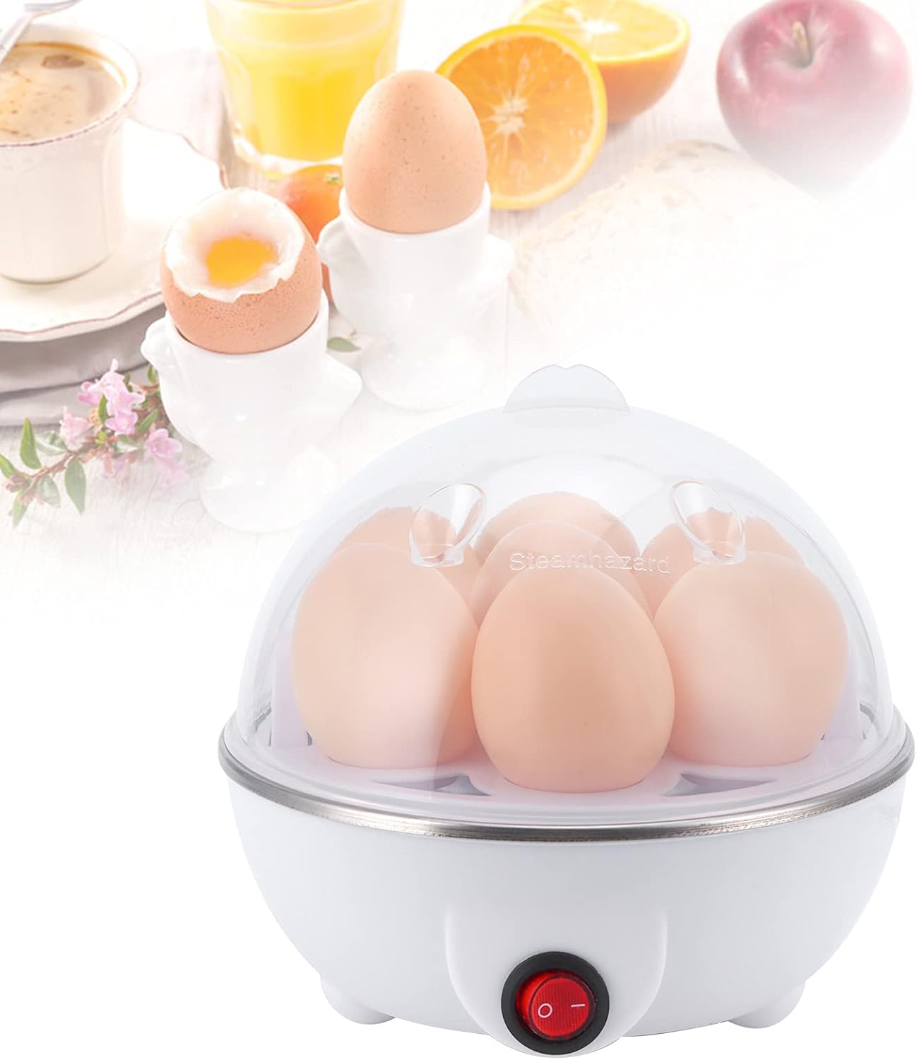 Electric Mini Eggs Cooker, Rapid Boiler for 6 Eggs, Poached, Scrambled, Omelets, Auto Shut Off (US Plug 110V)