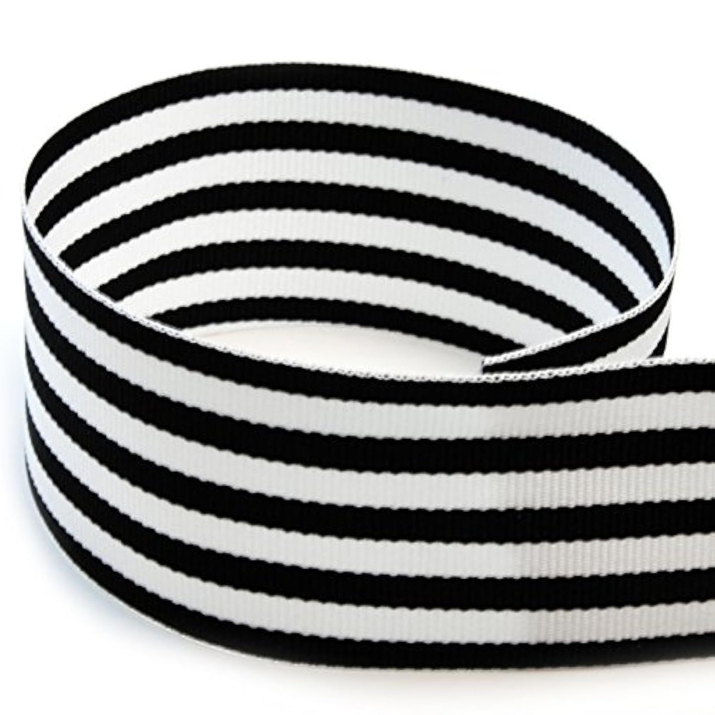 USA | American Made 1-1/2" Black & White Monarch Striped Grosgrain Ribbon - 20 Yards (Multiple Colors & Widths Available)