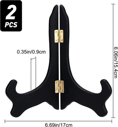 GORGECRAFT 2 Packs Black Wooden Display Stand, 6 Inch Easels for Home Displaying Picture Photo Books, Table Decoration