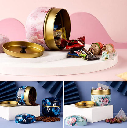 GMXZX 12-Pack Empty Tea Tin Can Candle Containers Loose Tea Tin Box With Lid Sealed Jar Scented Tea Storage Metal Coffee Candy Cans Gift Storage Jewelry Boxes Round Can