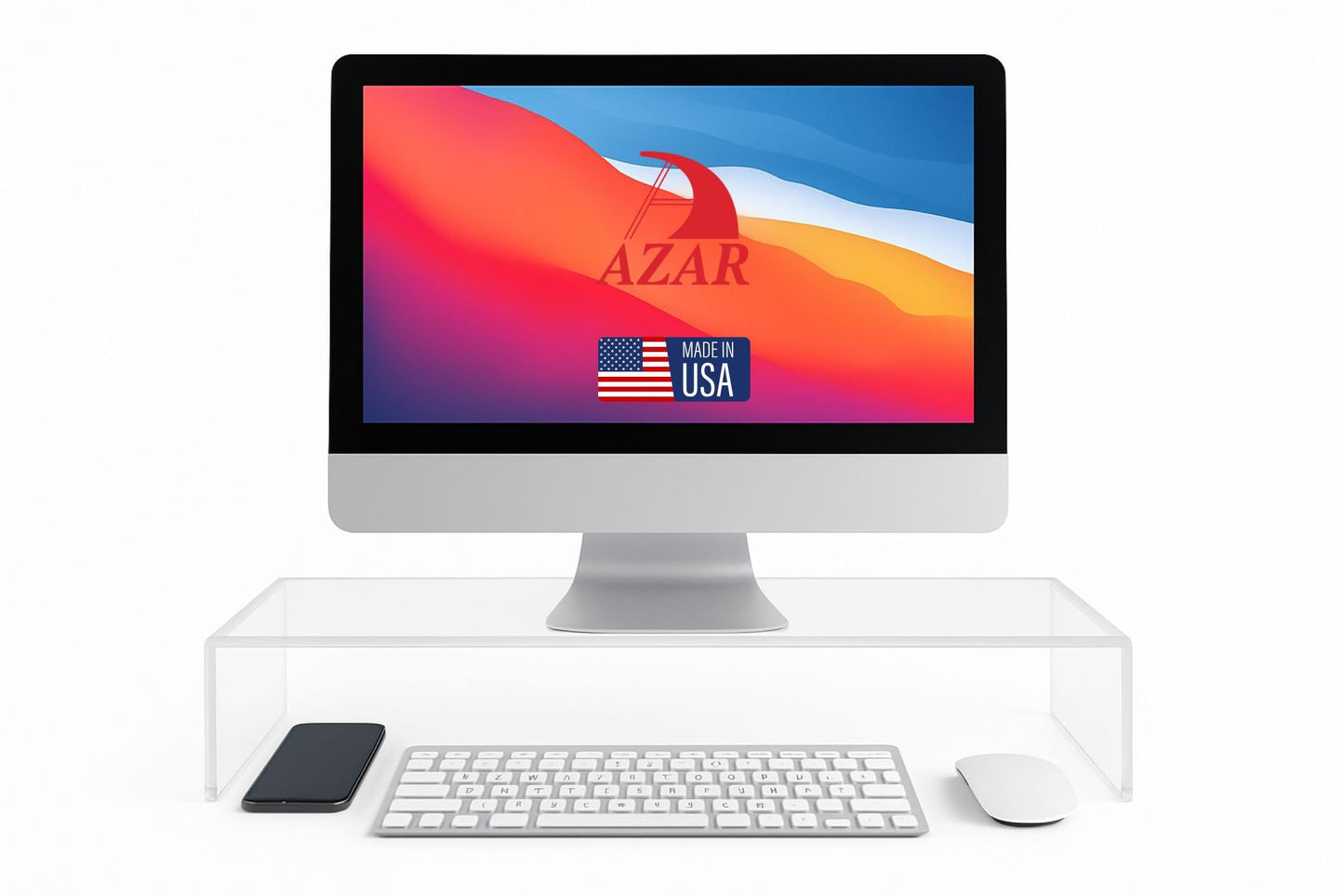 Azar 515360 Acrylic Monitor Stand Riser – Made in USA Laptop stand and Monitor Riser Acrylic Monitor Stand Riser Clear Laptop Stand for Desk Ergonomic Display Riser, Clear (21-Inch-Luxury Handcrafted)