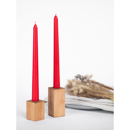 CANDWAX 10 inch Red Taper Candles Set of 12 - Dripless and Long Burning Candlesticks - Perfect as 10 inch Taper Candlesticks for Dinner or Holiday Home Decor - Red Candle Sticks