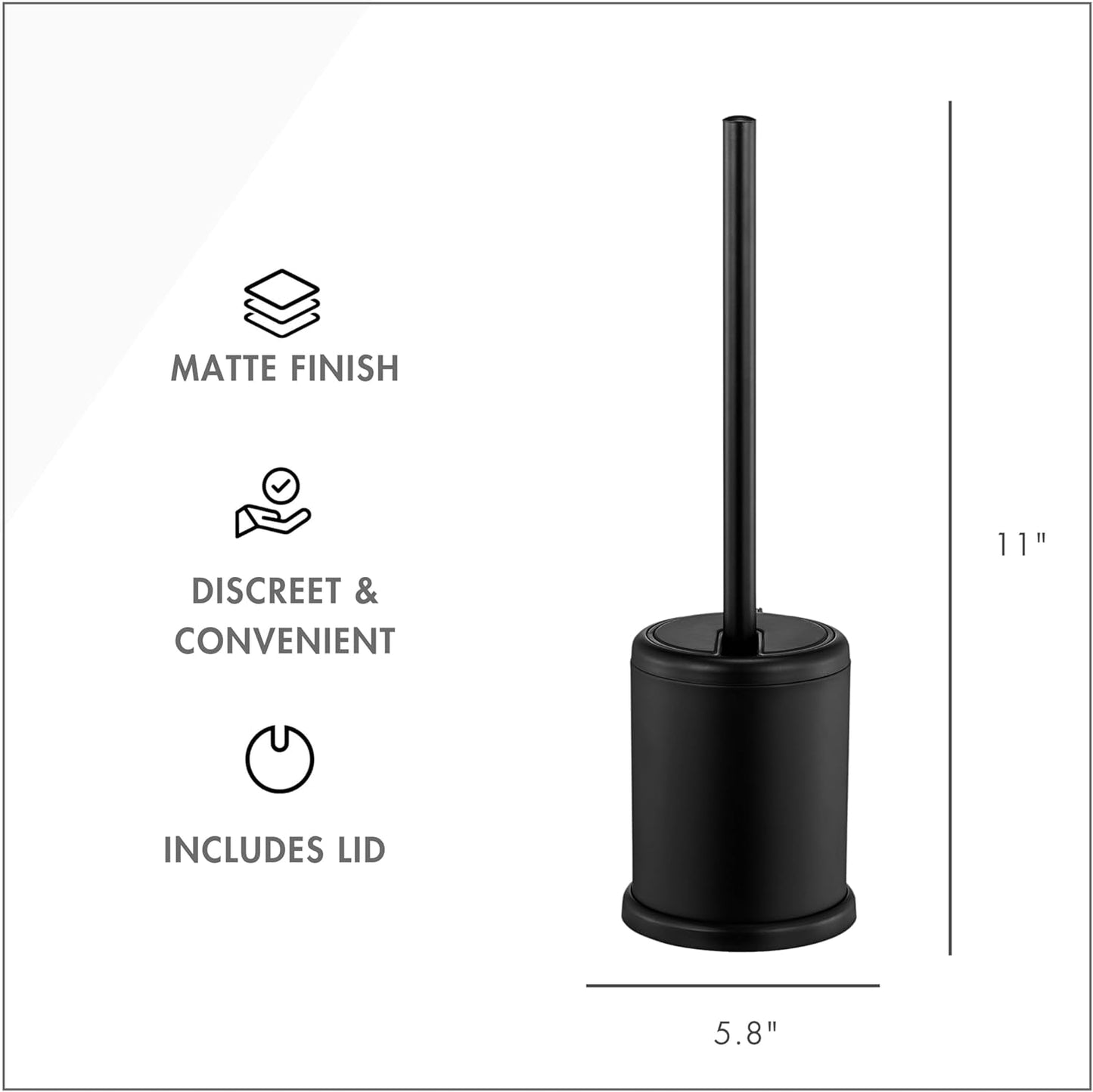 Deluxe Toilet Brush with Lid - ToiletTree Products, Black