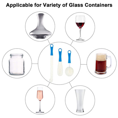 Boao 3 Pcs Decanter Cleaning Brush Wine Glass Decanter Flexible Bottle Brush Set with Cleaning Beads Household Tools for Bottle Goblets Glasses Cups (Blue)