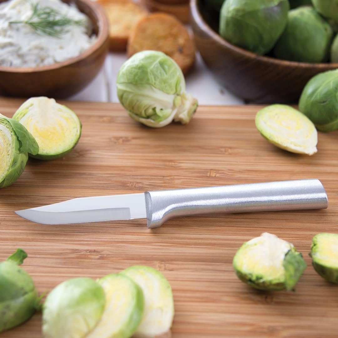 RADA Cutlery Peeling Paring Knife (R102), 2.5" Stainless Steel Hollow Ground Blade, Silver Handle, Made in USA