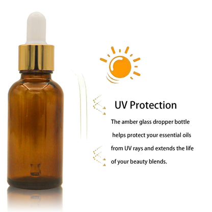 AGZHTYJQ Set of 12, 1 oz Amber Dropper Bottles for Essential Oils, Perfumes with 2 Funnels & 12 Labels -30ml Amber Glass with Eye Droppers - Tincture Bottles, Leak Proof Travel for Liquids