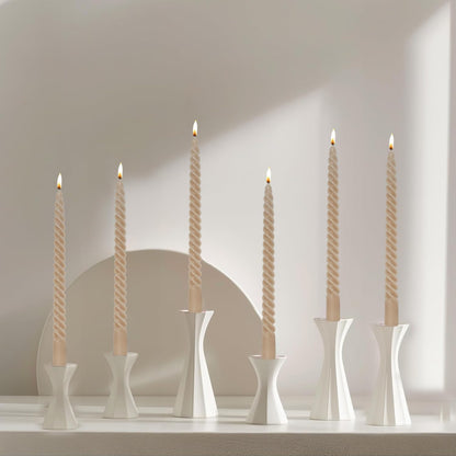 Mocha Beige Taper Candles Stick Brown Spiral Taper Candles-Set of 12 for Fall Decoration Weddings Party Church-Unscented Candles,10inch(F-Mocha Beige)
