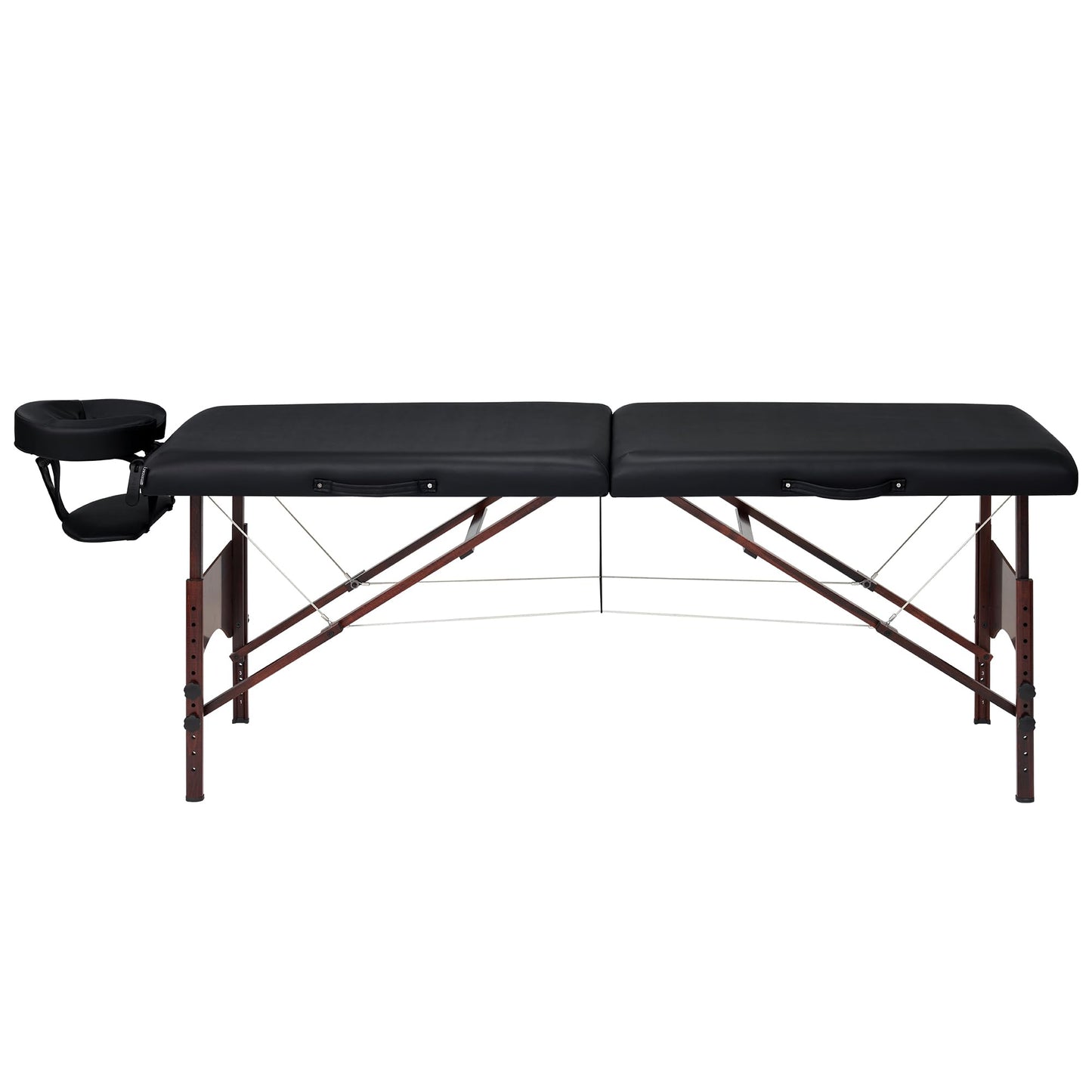 Master Massage Argo 28" Portable Massage Table with Walnut Legs – Spa Bed, Lash Table, Tattoo Bed, Beauty Bed – Black (Ambient Lighting System)
