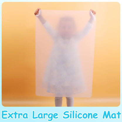 PABUSIOR Large Silicone Mat for Crafts: Heat Resistant Non-Slip 19.7×29.5 In Translucent Silicone Liner for Jewelry, Epoxy Resin, Glitter Slime, Manicure, DIY Sheet, 1/Pack