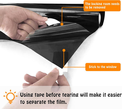 ConCus-T One Way Window Privacy Film, Black, 17.71Inch X 6.5Feet, Daytime Reflective Mirror Tint, UV Blocking
