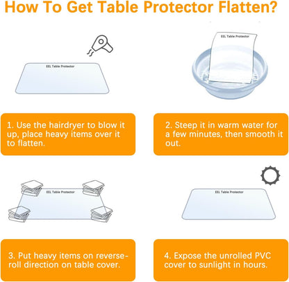 12 14 Inch Clear Table Protector X Thick Plastic Table Cover Protector Waterproof PVC Clear Tablecloth Protector Pad