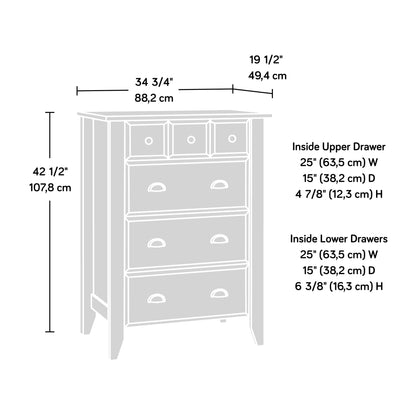 Sauder Shoal Creek Bedroom 4-Drawer Chest, in Soft White finish