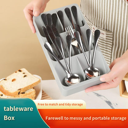 6 Slots Silverware Cutlery Drawer Organizer, Kitchen Utensil Tray for Flatware, Spoon and Knives Storage, Neat &