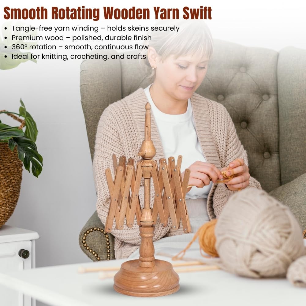Handcrafted Jumbo Rosewood Yarn Winder & Swift Set – Large Capacity Wooden Ball Winder for Knitting & Crocheting, Heavy Duty Tabletop Yarn Swift and Ball Winder