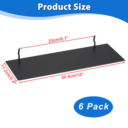 Kokone 6 Pack Pegboard Shelves with Lip Around the Edge, 12x4 Flat Display Shelves for Pegboard Storing or Displaying, Wall Pegboard Shelves Accessories Steel Tray for Garage Workshop Craft Room
