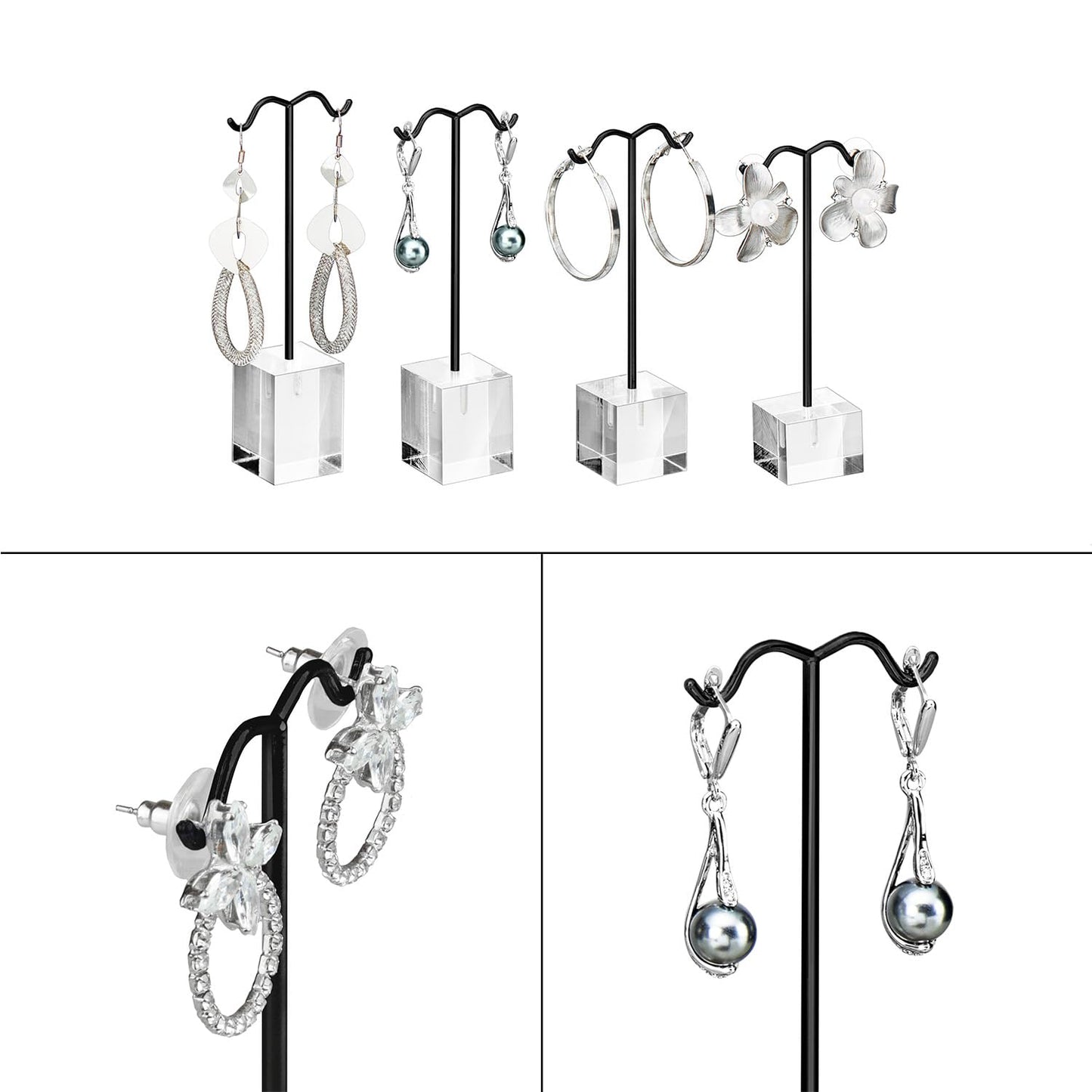 MOOCA 9 Pcs Jewelry Display Set, Necklace Display Bust, Earring Organizer, Ring Holder Stand for Showcase and Store, Black Velvet