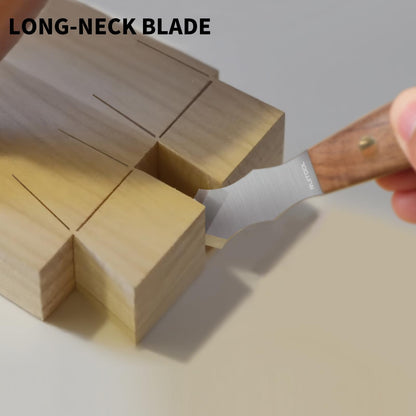RUITOOL Marking Knife, Long‑Neck Thin Blade Scribing Tool with Dual Grooves for Woodworking – High Carbon Steel Double Beveled Blade (2.6") for Precision Wood Carving & Left/Right Hand Use