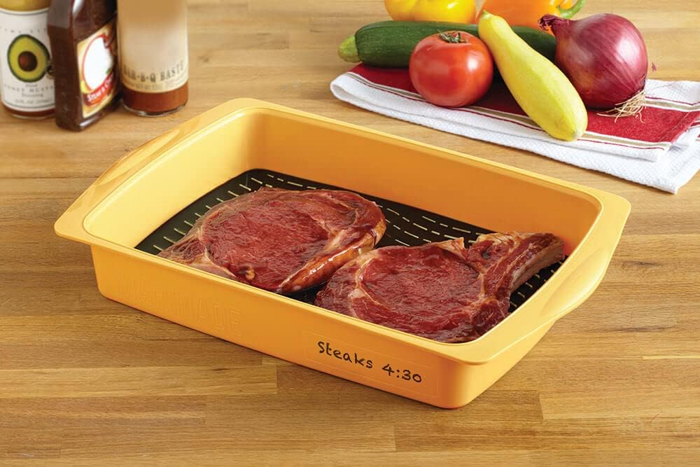Mr. Bar-B-Q Flip & Flavor Marinade Tray, Yellow