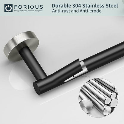 FORIOUS Toilet Paper Holder - Rustproof Stainless Steel Double Post Design | Matte Black Finish