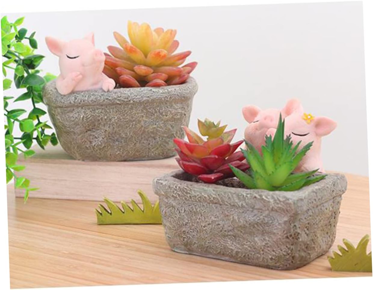 Yardwe Ceramic Planter, Unique Cactus Pot, Decorative Airplant Pot, Mini Container for Bonsai or Desk Topper