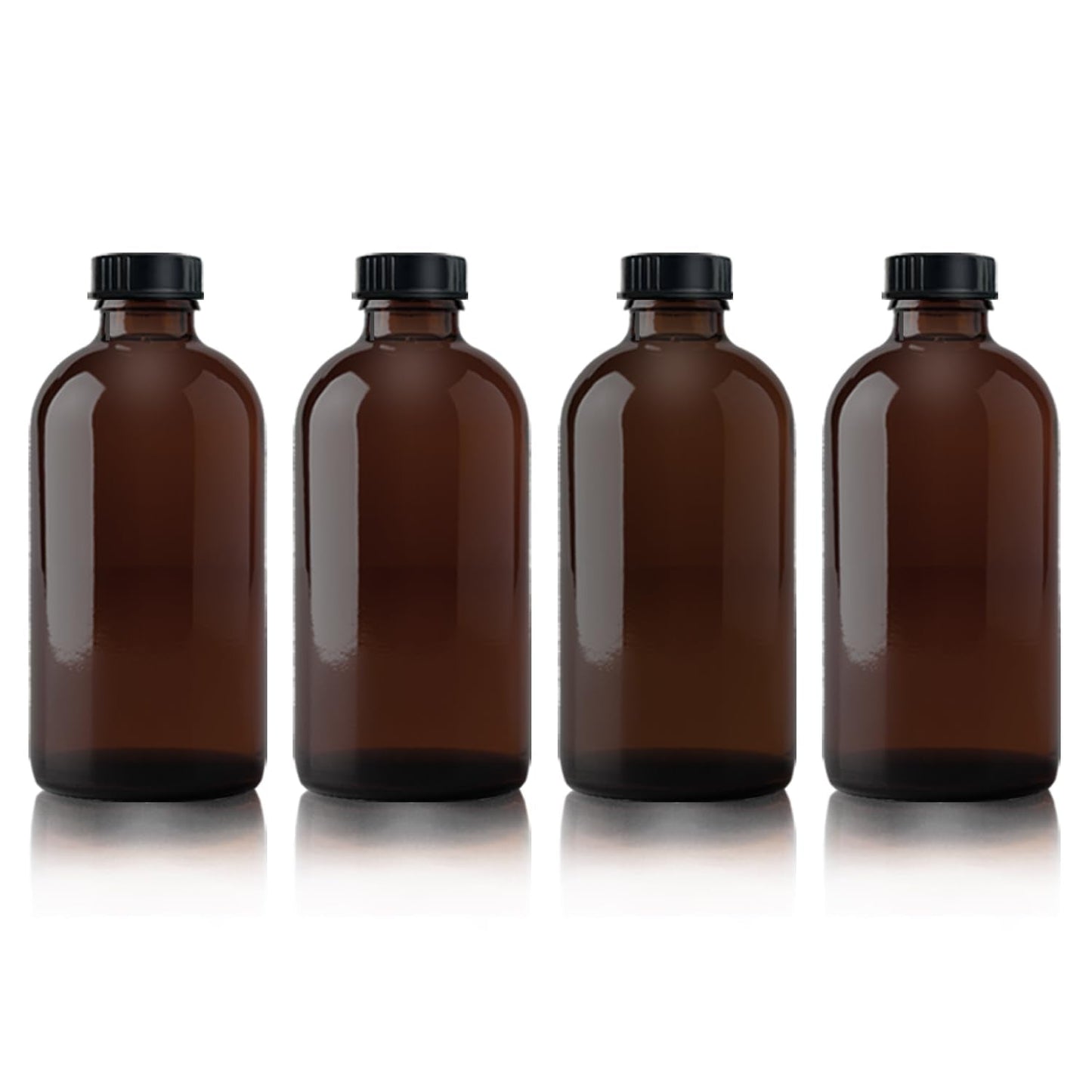 Popokeegoo 4Pcs 16 oz Amber Glass Bottle Brown Round Bottles with Caps, for Vanilla Extract Homemade, for Syrup Gift Glass Food Storage Canister Set, Sauce Beans, Essential Oil