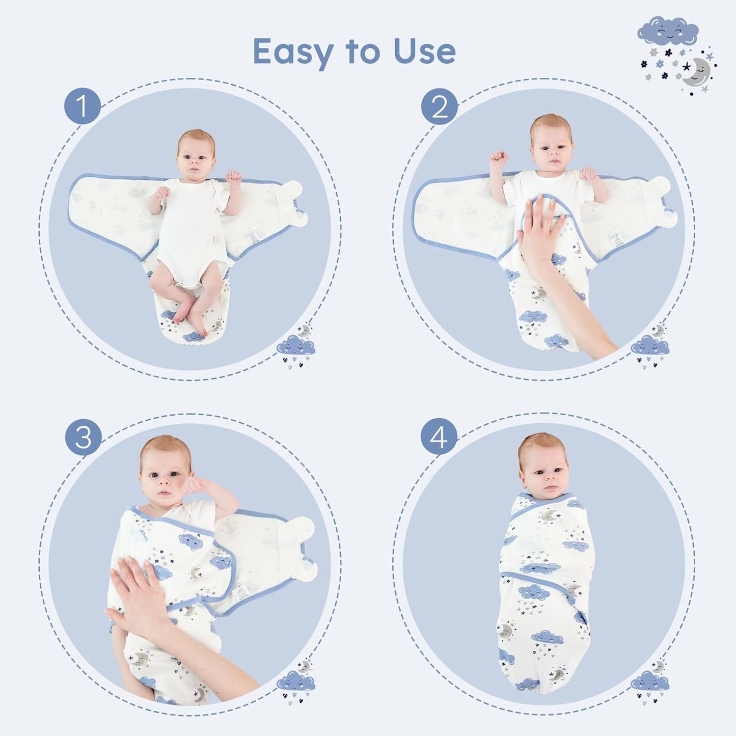Yoofoss Baby Swaddles - 100% Cotton Adjustable Swaddle Sack for Newborns | 3-Pack, Soft & Breathable (3-6 Months)