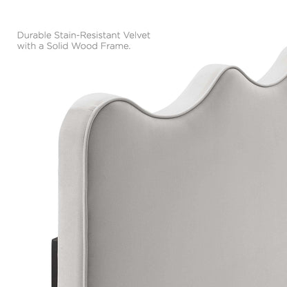 Modway Performance Velvet Full Platform Bed in Light Gray with Gold Legs
