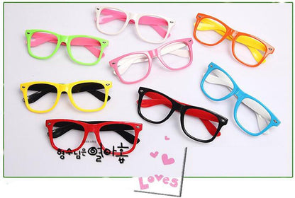 Fodattm Set of 6 Kids Candy Colour Glasses Frame Without Lenses, Nerdy Retro Party Supplies (Colour Random)