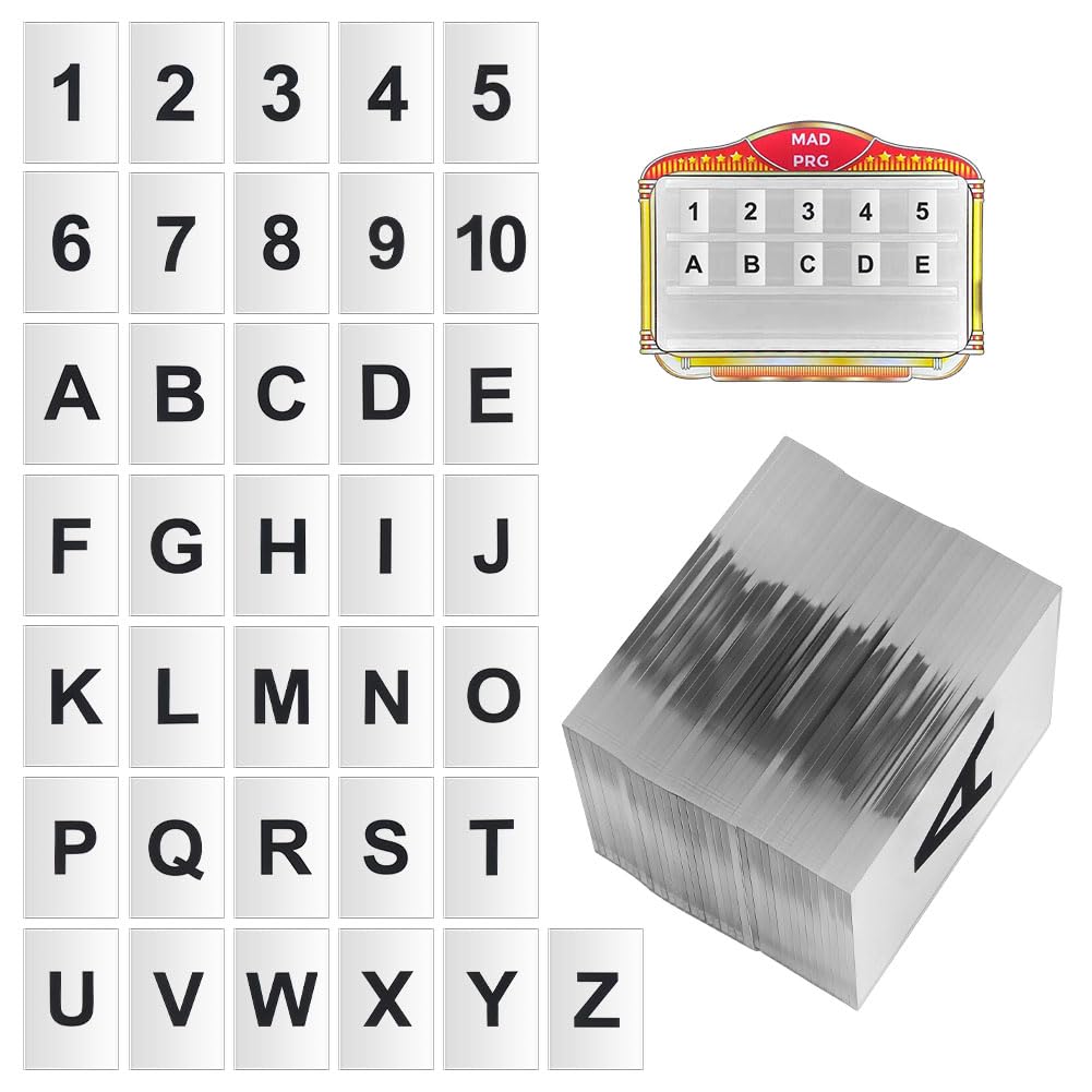 OLYCRAFT 62Pcs Bottle Service Sign Replacement Cards Bottle Presenter Cards Acrylic Sign Replacement Card Acrylic Letter Card VIP Sign with Letters A-Z Numbers 1-10 for LED Marquee Party Club Bar Decor