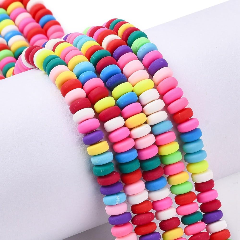 DanLingJewelry 1100Pcs 6-7mm Rondelle Flat Round Handmade Polymer Clay Lentil Beads Colorful Abacus Spacer Beads for Bracelet Jewelry Making