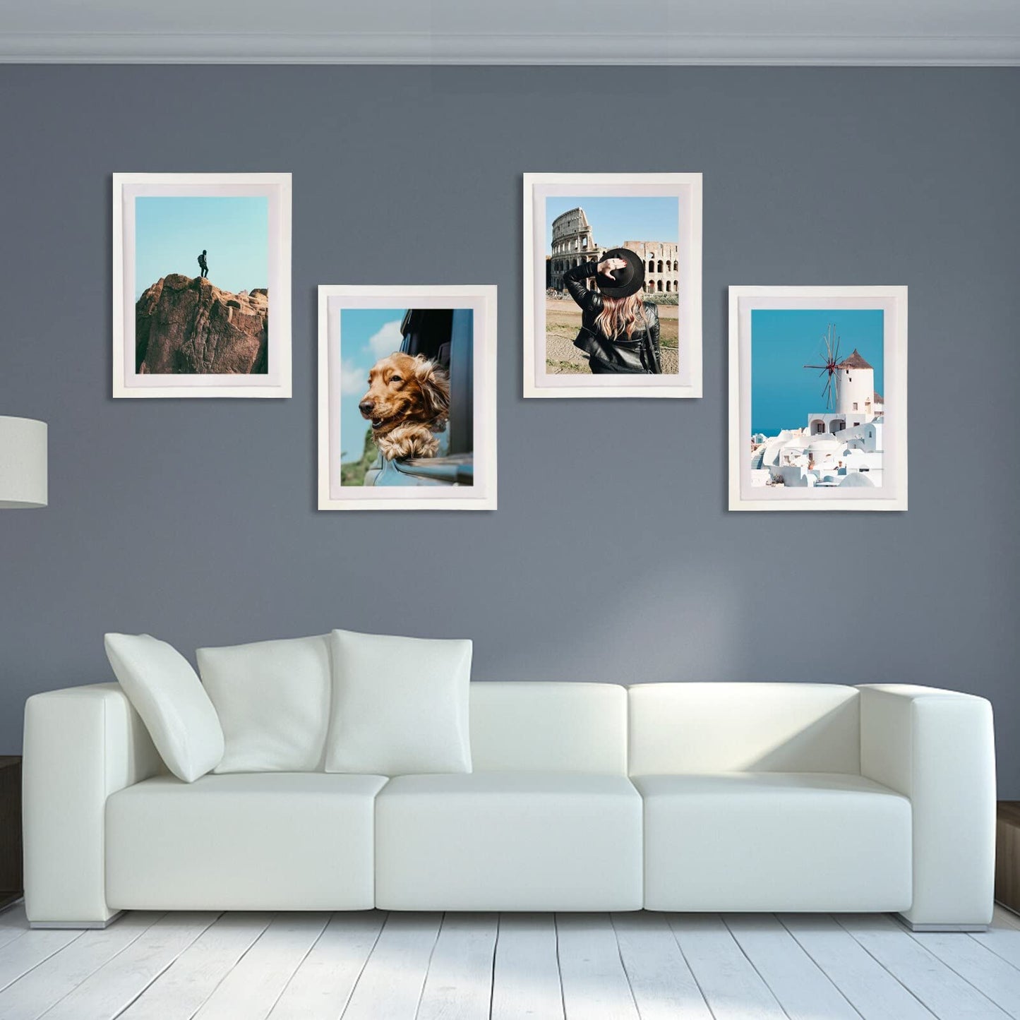 4 Pack 12x16 Picture Frame Wood Diamond Painting Frames 30x40cm Diamond Art Frame Display 10x14 in/ 25x35cm with Mat or 12x16 in/ 30x40 cm Without Mat Photo Gallery Frame Set for Wall Hanging - White