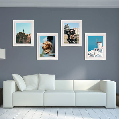 4 Pack 12x16 Picture Frame Wood Diamond Painting Frames 30x40cm Diamond Art Frame Display 10x14 in/ 25x35cm with Mat or 12x16 in/ 30x40 cm Without Mat Photo Gallery Frame Set for Wall Hanging - White