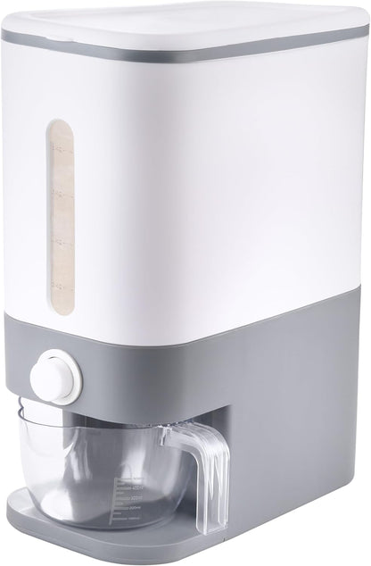 22.5-25 Lbs Rubtlamp Gray Rice Dispenser, Rice Container with Lid, Rice Storage Container with Measuring Cup, Food