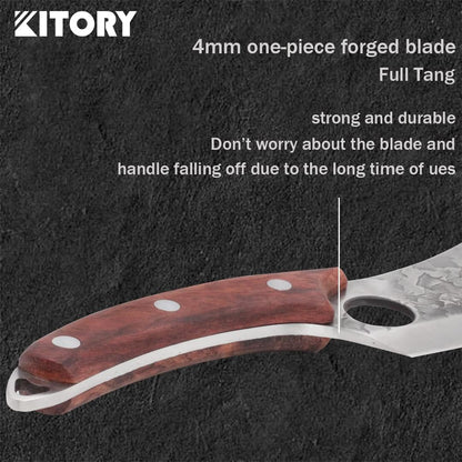 Japan Knives Viking Knife Meat Cleaver, Hand Forged Chef Butcher Full Tang Boning Knife for Outdoor Cooking