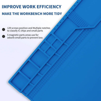 Hengtianmei Heat Insulation Silicone Repair Mat with Scale Ruler and Screw Position for Soldering Iron, Phone and Computer Repair Size: 22 x 14 Inches (H-203)