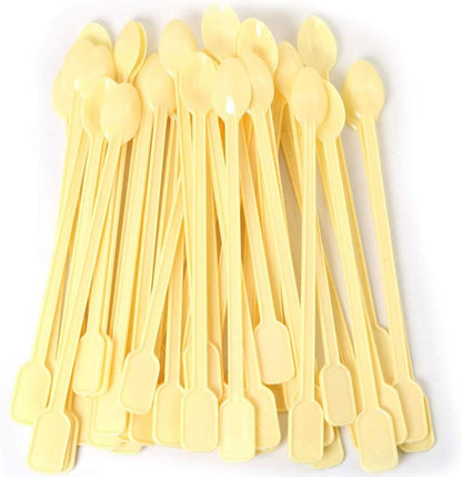 500 PCS Disposable Tiny Coffee Spoon, Beige Plastic Stir Cocktail Sticks, Mini Tea Stirrer