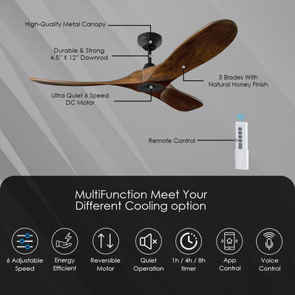 Generation Lighting Maverick Smart Fan (Black with Dark Walnut Blades, 60-Inch)